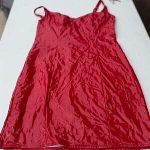 Red Satin Slip Dress